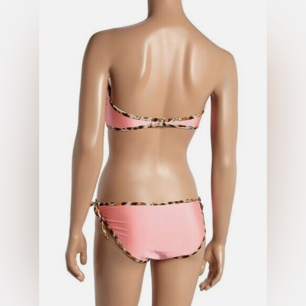 Hello Kitty Coral Bow Bandeau Bikini Top Bottom Swim Set Swimsuit Juniors Size M - Picture 3 of 6